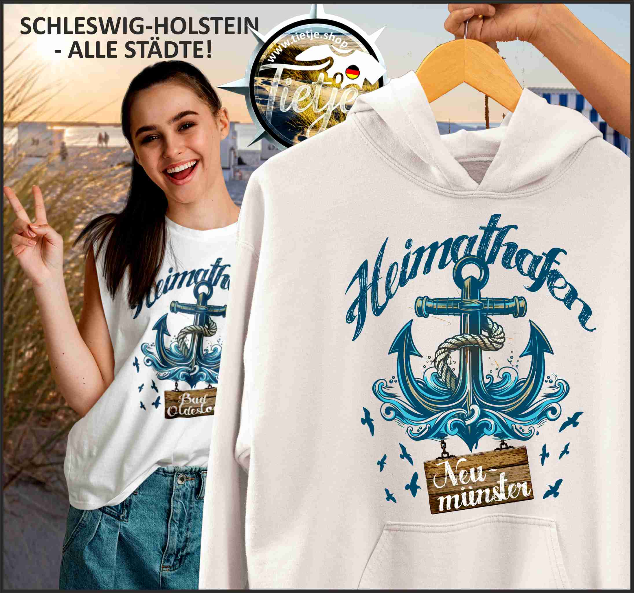 SCHLESWIG-HOLSTEIN - HEIMATHAFEN - Neumünster  - Unisex Kapuzenpullover Hoodie