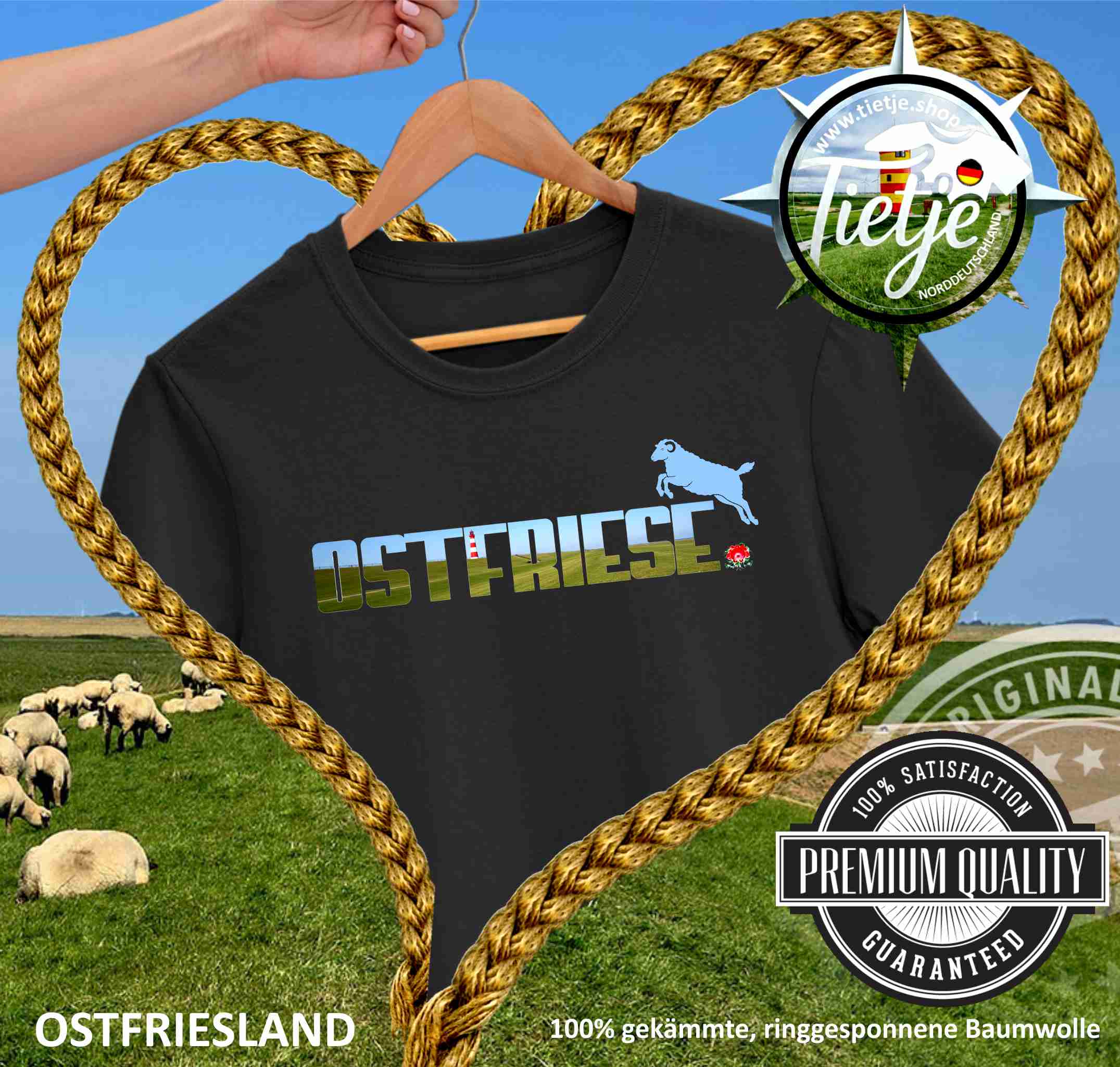 OSTFRIESLAND -  OSTFRIESE - DEICH - Schaf  - Herren Shirt
