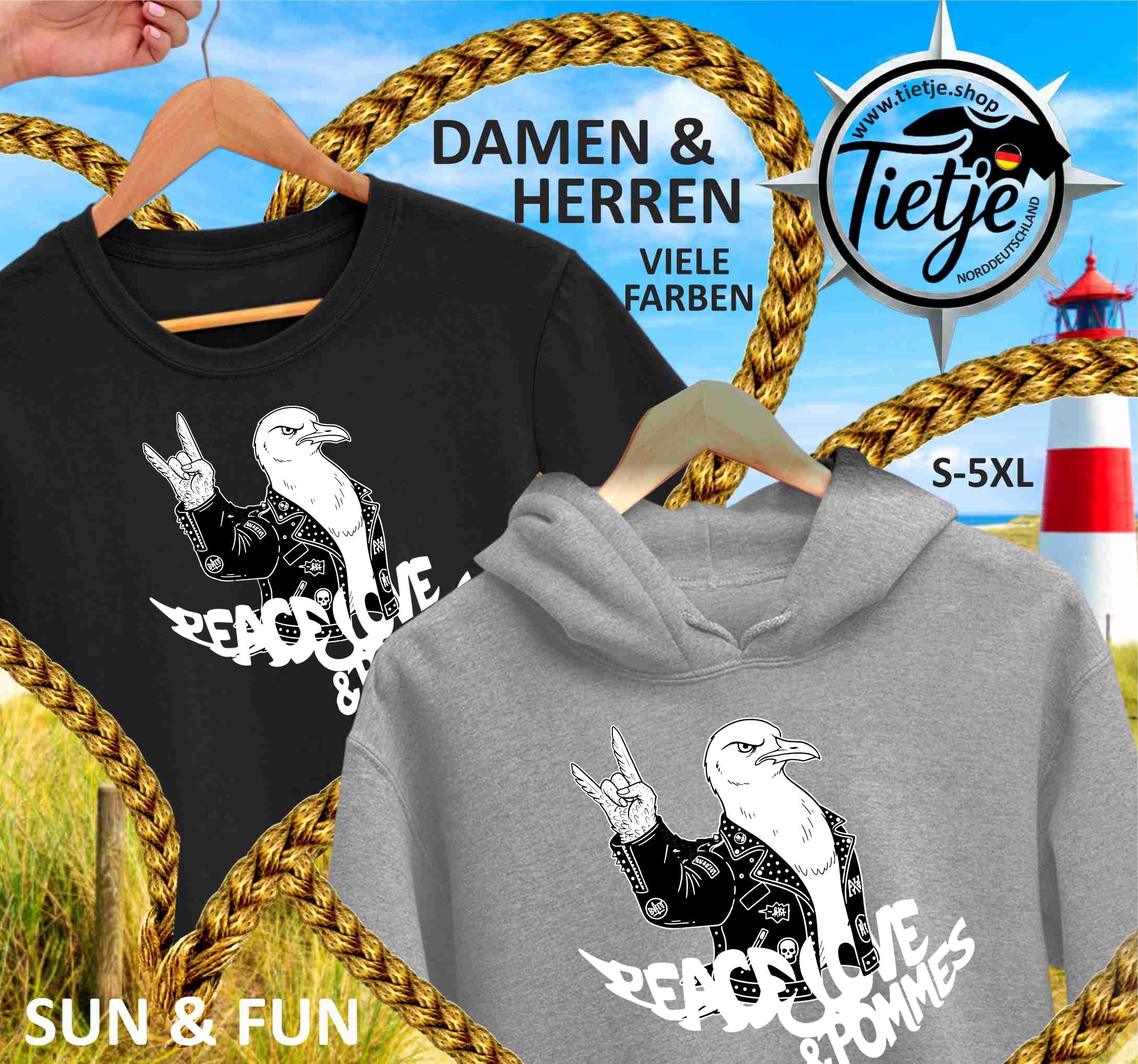 FUN & SUN - PEACE, LOVE & POMMES  - Damen Premiumshirt
