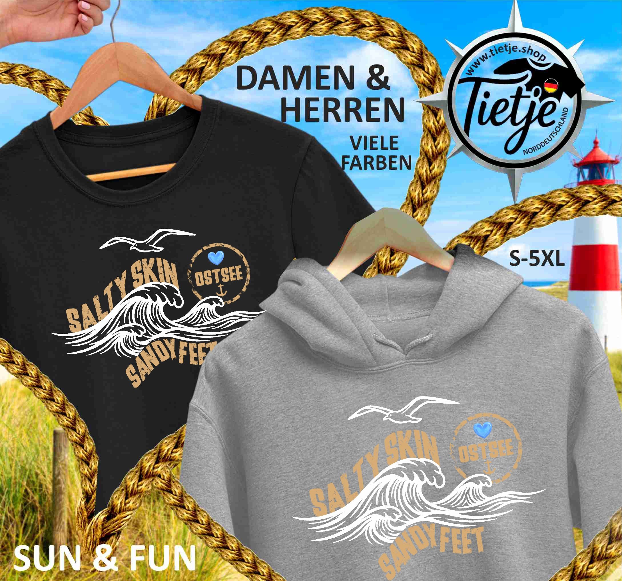 FUN & SUN - SALTY skin - SANDY feet - OSTSEE  - Damen Premiumshirt