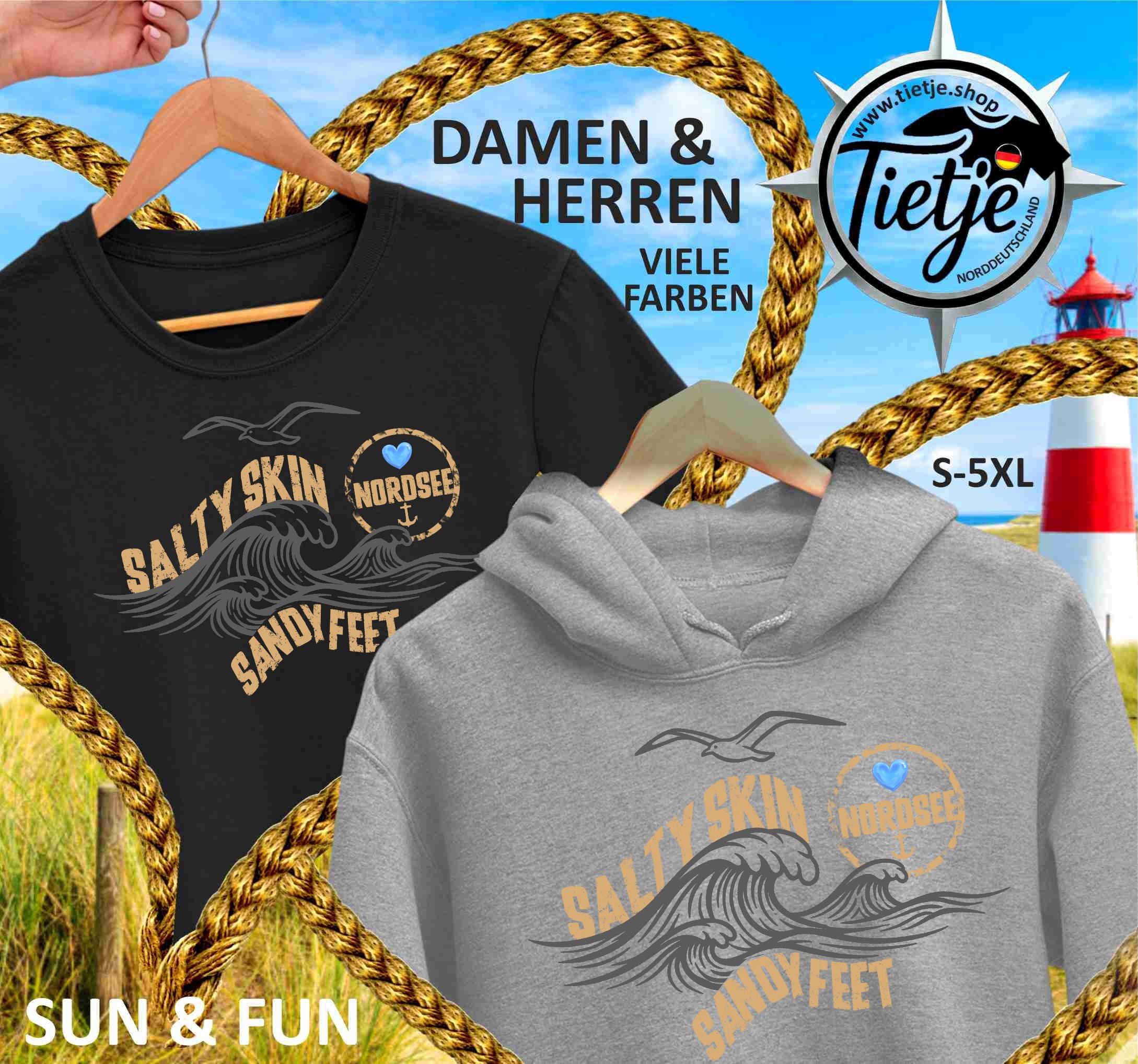 FUN & SUN - SALTY skin - SANDY feet - NORDSEE  - Damen Premiumshirt