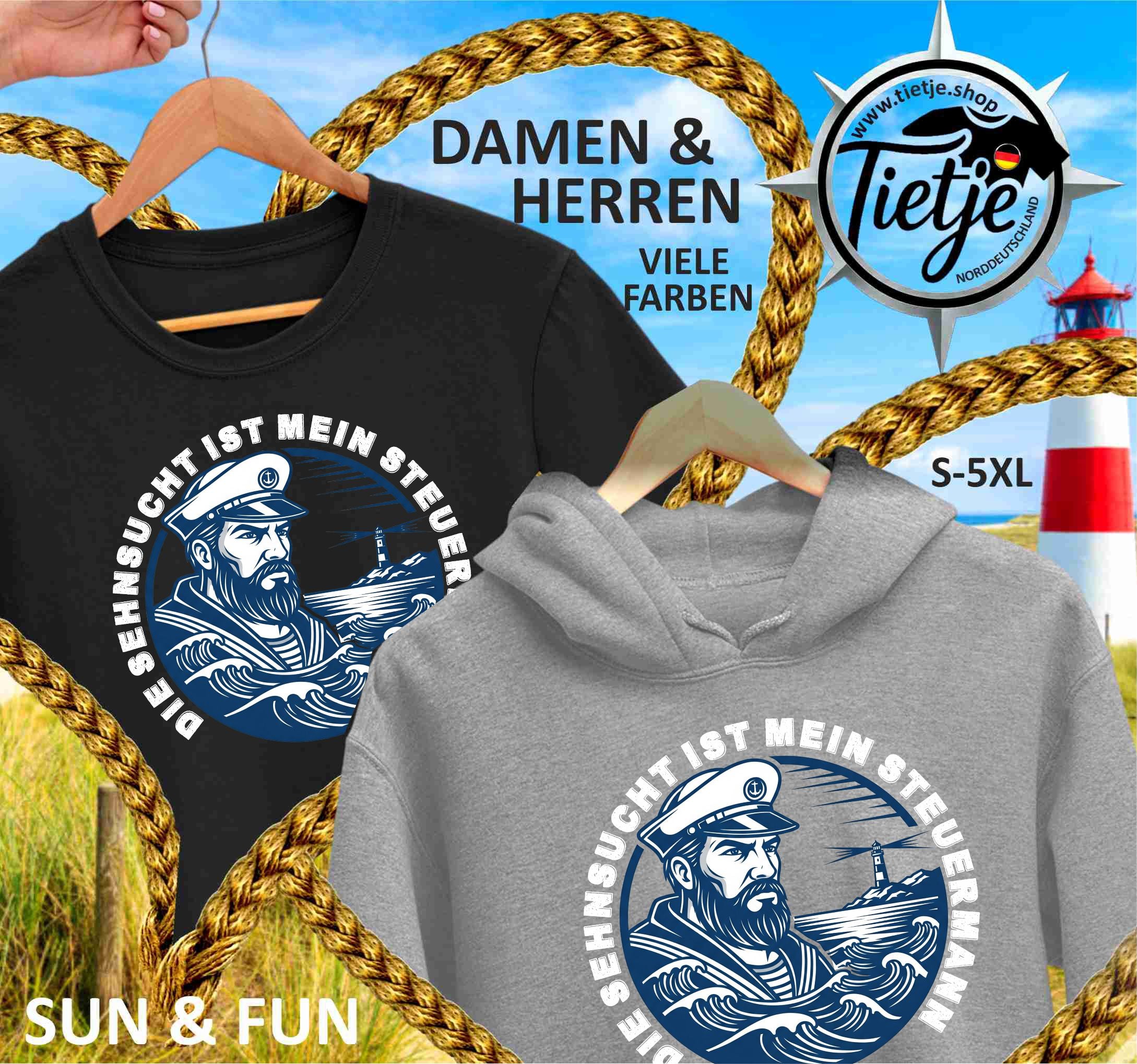 FUN & SUN - DIE SEHNSUCHT IST MEIN STEUERMANN  - Unisex Kapuzenpullover Hoodie
