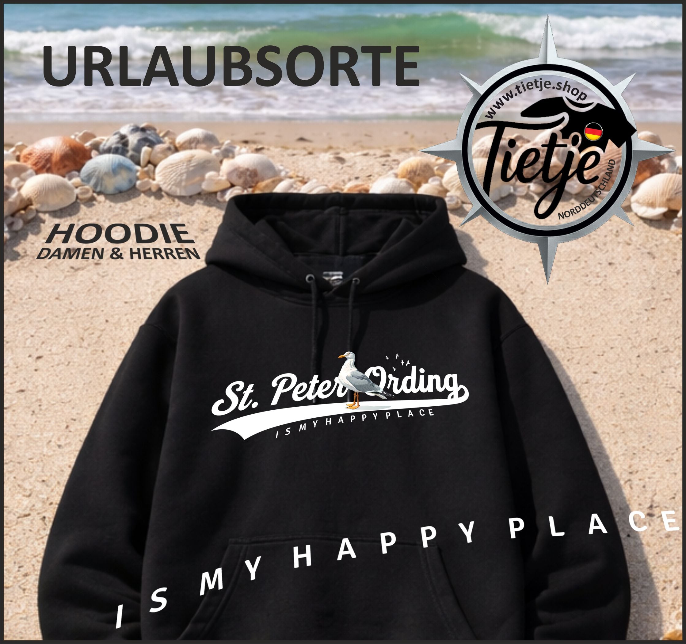 URLAUBSORTE - St. Peter Ording  - Unisex Kapuzenpullover Hoodie