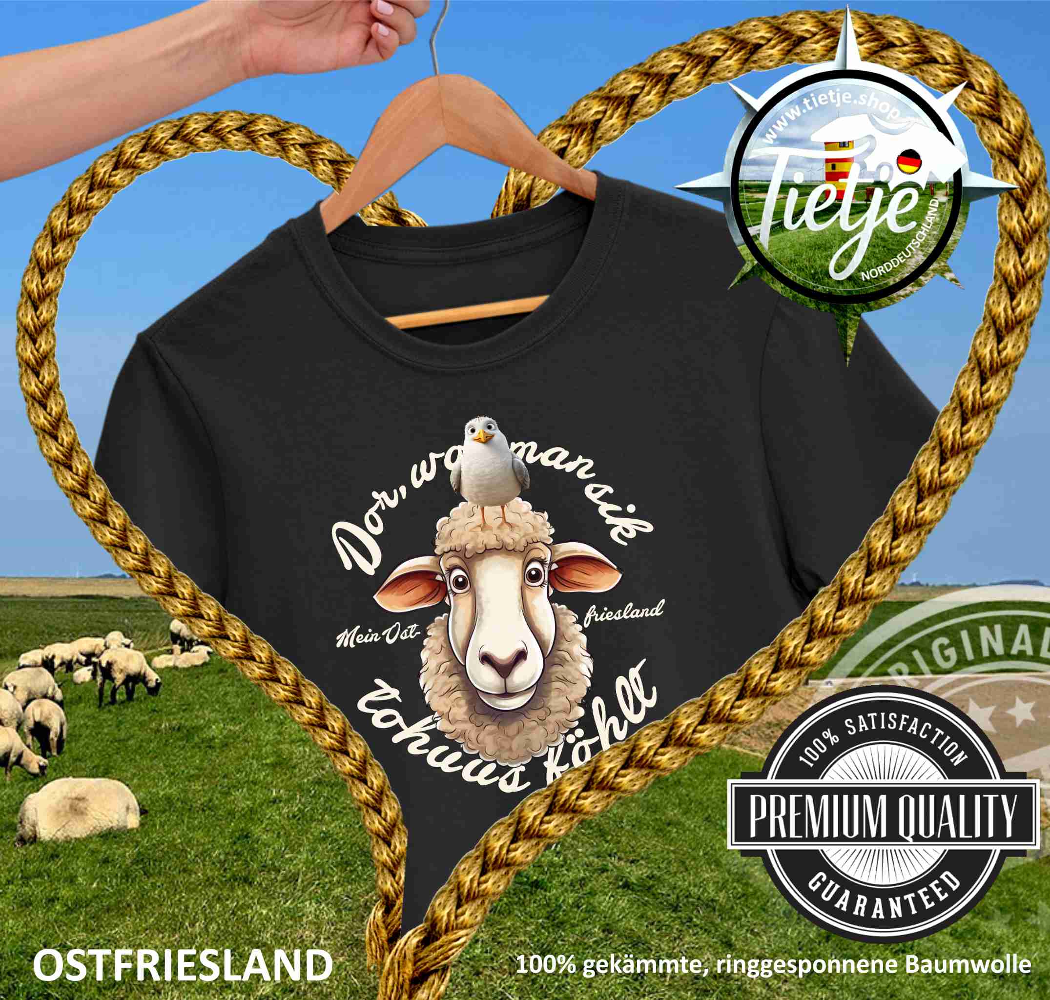 OSTFRIESLAND -  TORHUUS schwatt  - Herren Shirt