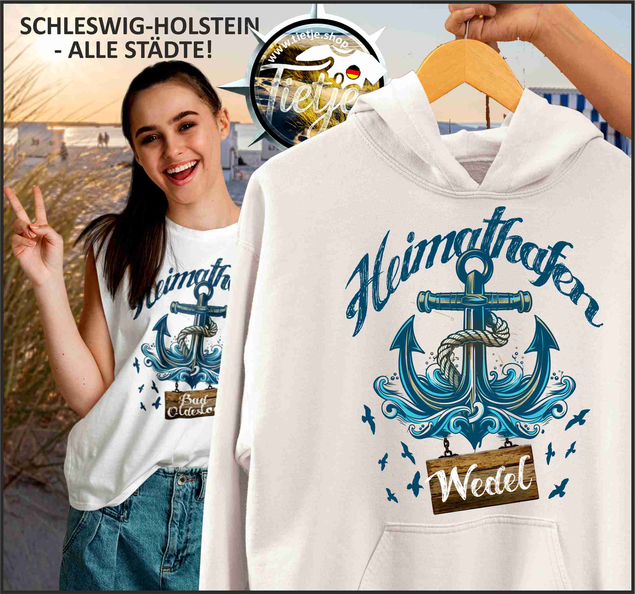 SCHLESWIG-HOLSTEIN - HEIMATHAFEN - Wedel  - Unisex Kapuzenpullover Hoodie