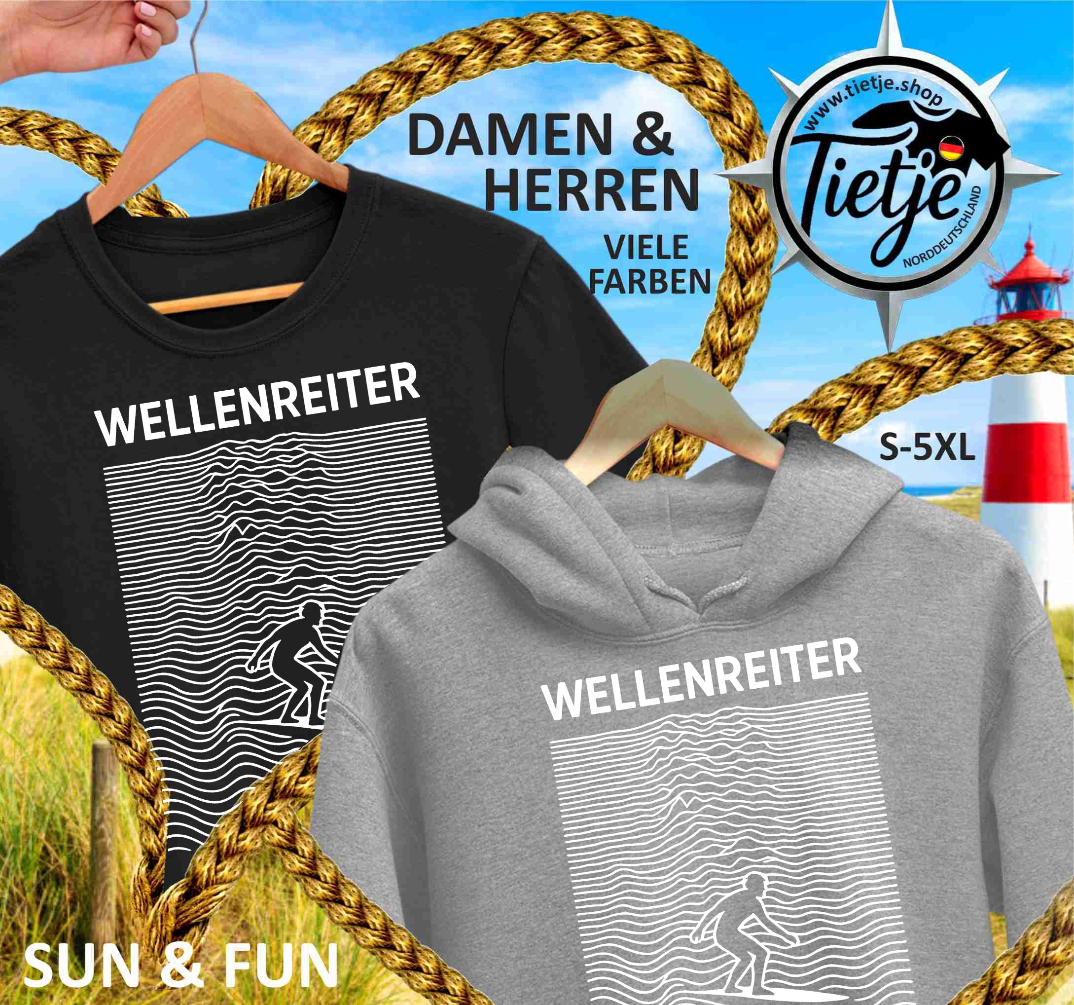 FUN & SUN - WELLENREITER  - Unisex Kapuzenpullover Hoodie