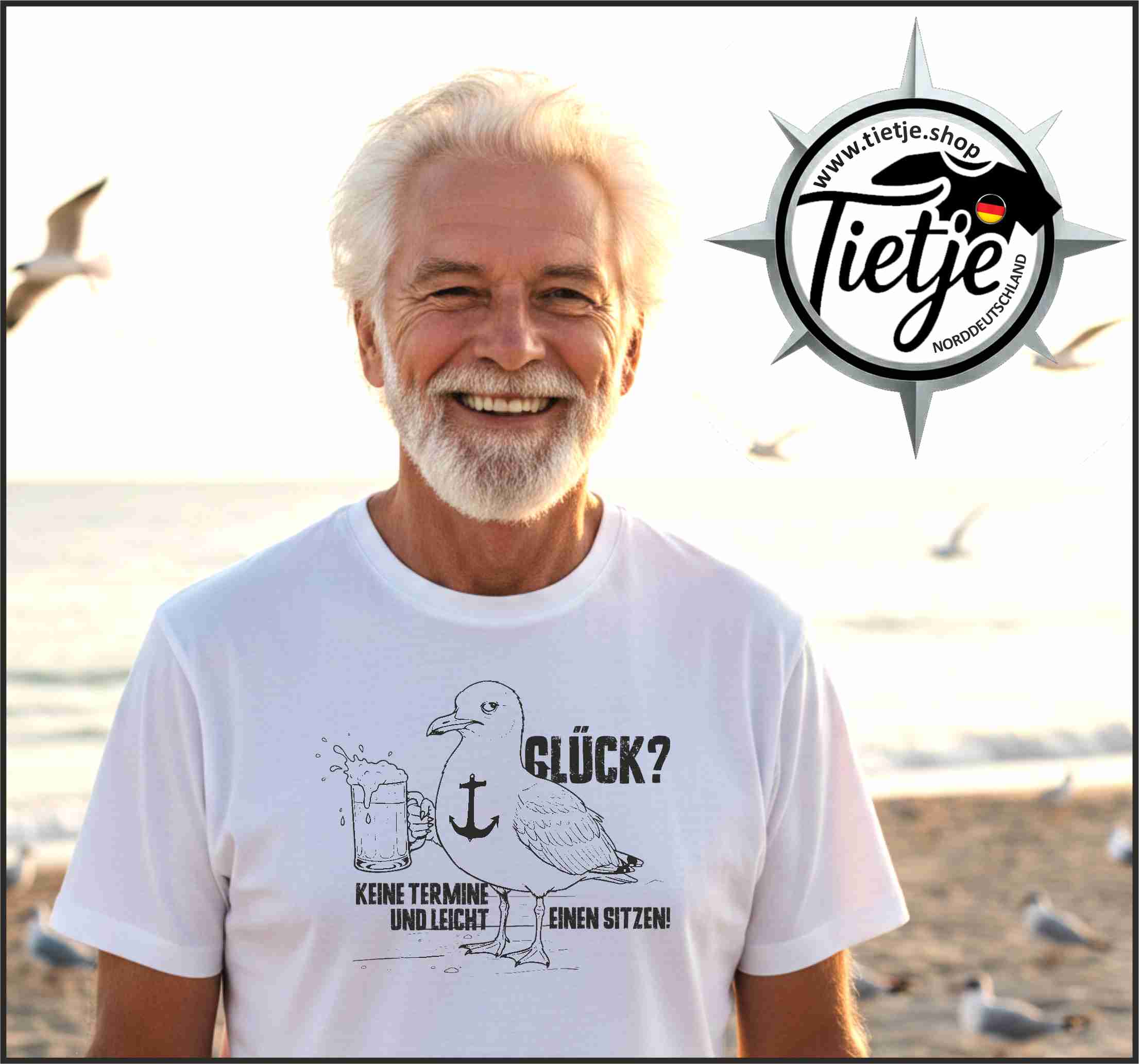FUN & SUN - GLÜCK? - schwatt  - Herren Shirt