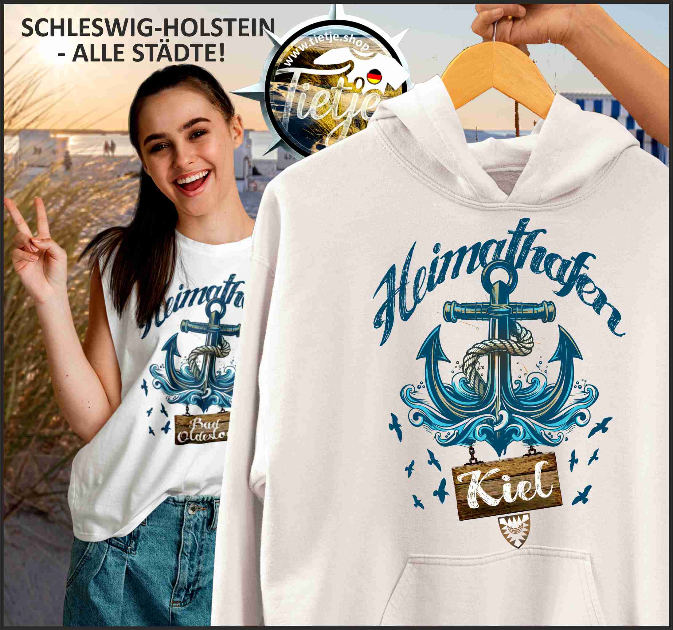 SCHLESWIG-HOLSTEIN - HEIMATHAFEN - Kiel  - Unisex Kapuzenpullover Hoodie