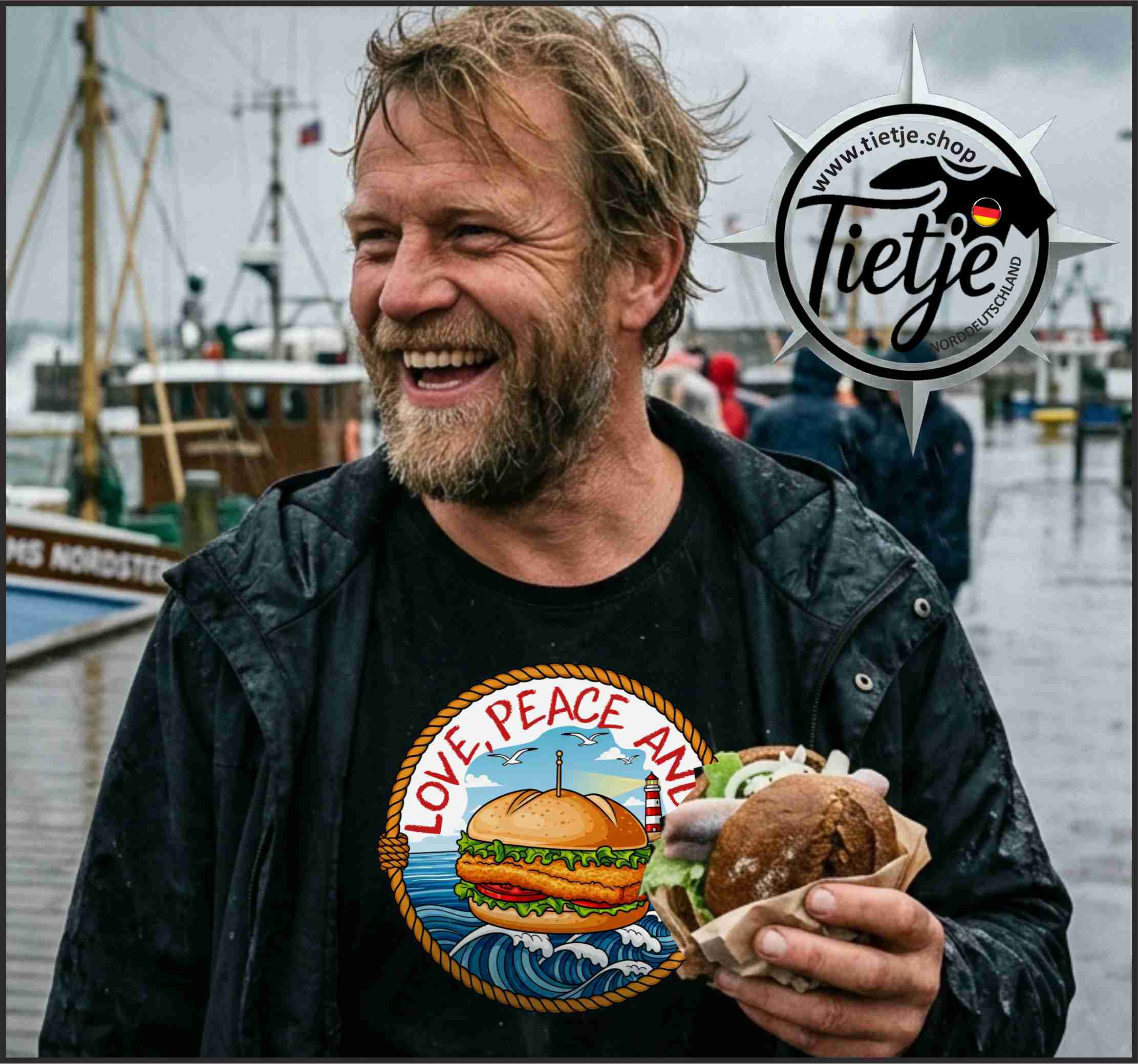 FUN & SUN -  LOVE, PEACE AND FISCHBRÖTCHEN  - Herren Shirt